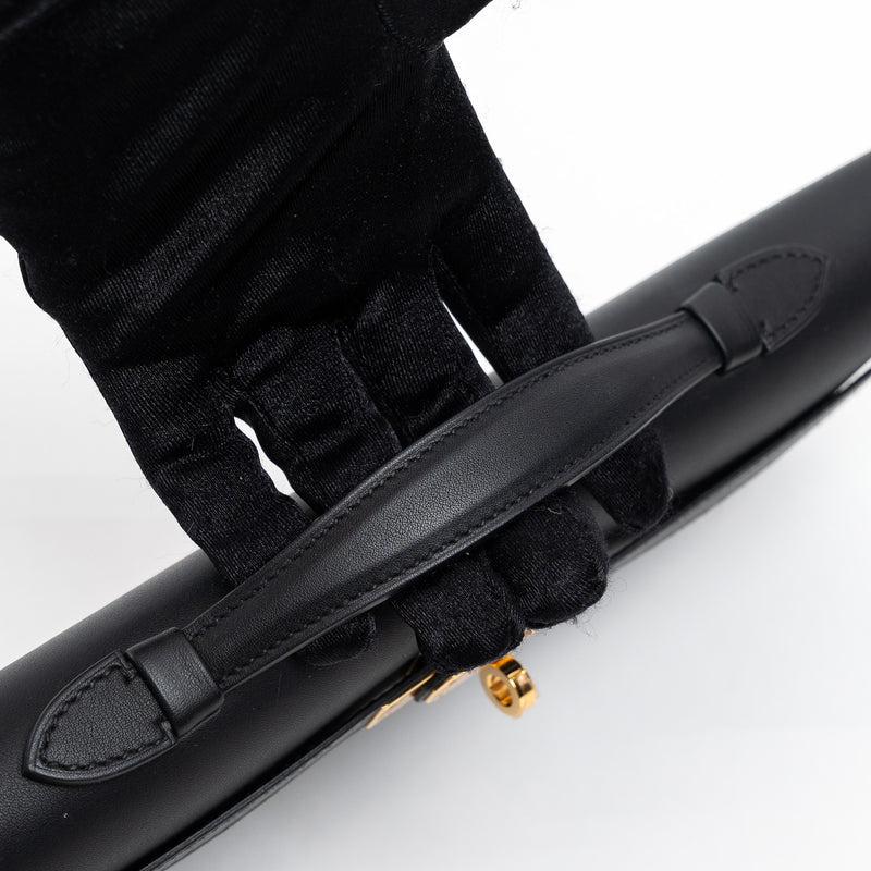 Hermes Black Swift Leather Kelly Cut Clutch