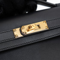 Hermes Black Swift Leather Kelly Cut Clutch