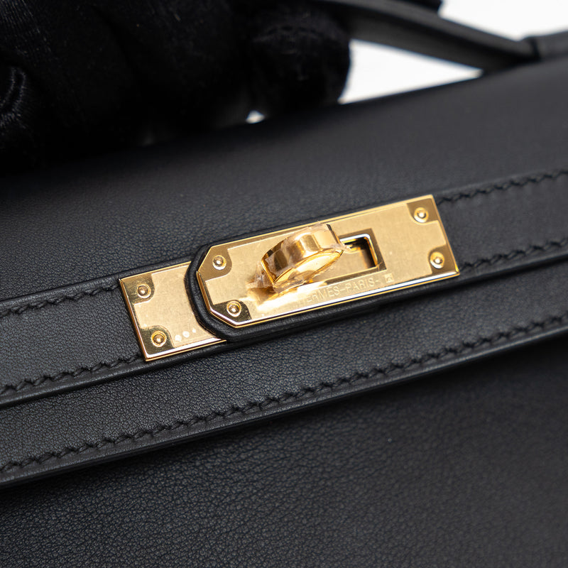 Hermes Black Swift Leather Kelly Cut Clutch