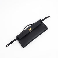 Hermes Black Swift Leather Kelly Cut Clutch