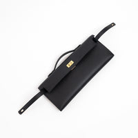Hermes Black Swift Leather Kelly Cut Clutch