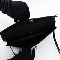 Hermes Black Swift Leather Kelly Cut Clutch