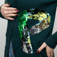 Louis Vuitton Dark Green Wool Sequin Long Cardigan Size M