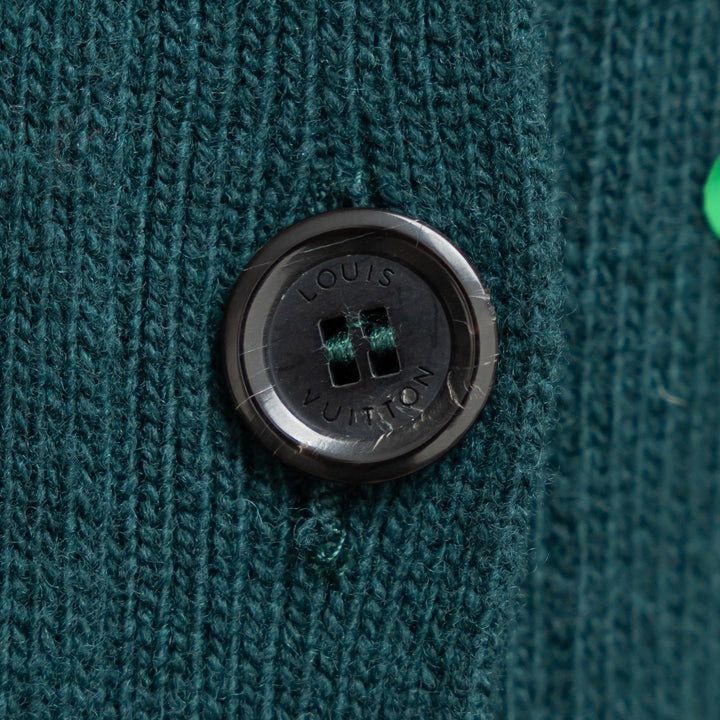 Louis Vuitton Dark Green Wool Sequin Long Cardigan Size M