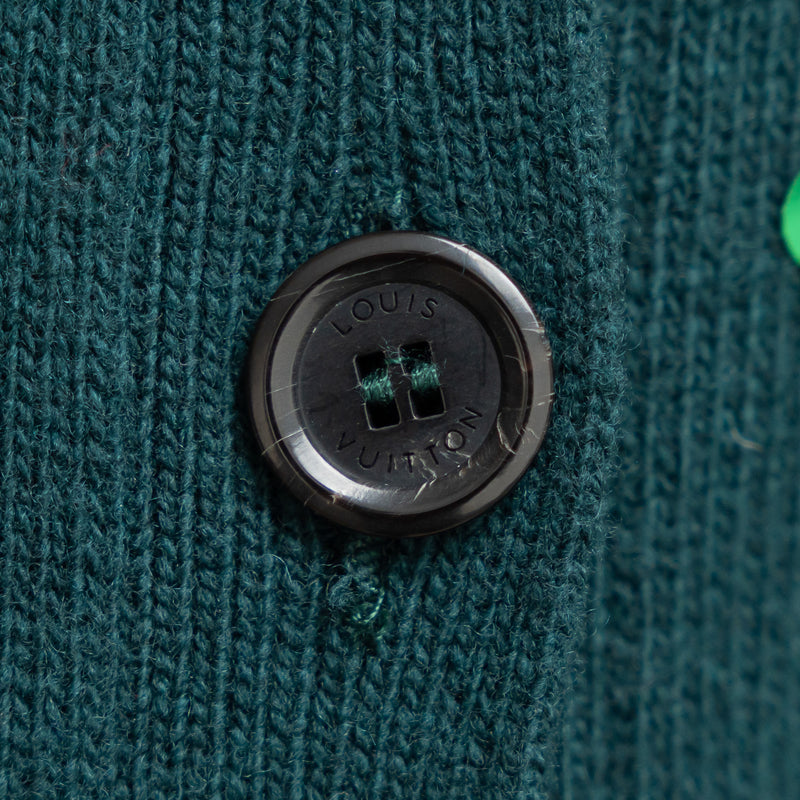 Louis Vuitton Dark Green Wool Sequin Long Cardigan Size M