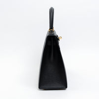 Hermes Black Veau Epsom Leather Kelly II Sellier 28