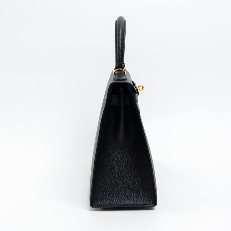 Hermes Black Veau Epsom Leather Kelly II Sellier 28