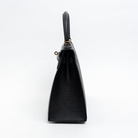 Hermes Black Veau Epsom Leather Kelly II Sellier 28