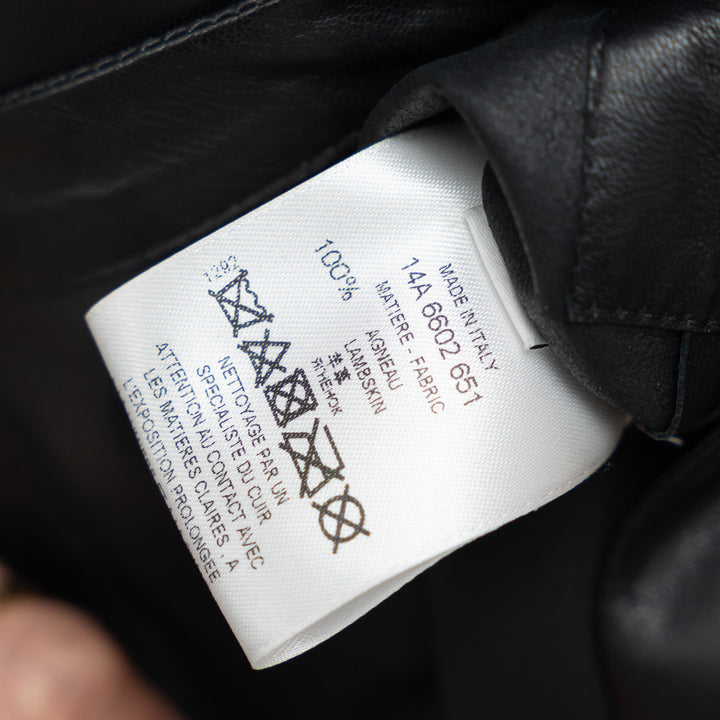 Givenchy Black Lambskin Leather Zip Up Shortsleeve Top Size 36