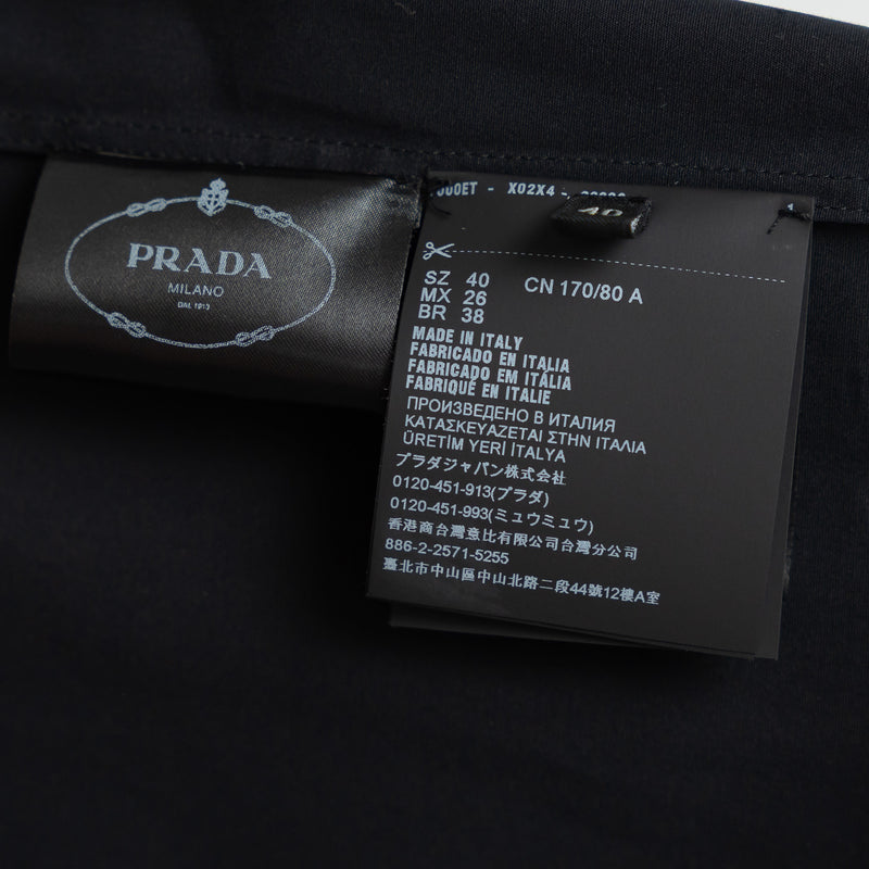 Prada Black Short Sleeve Button Up Size 40 with Drawstring Sleeves