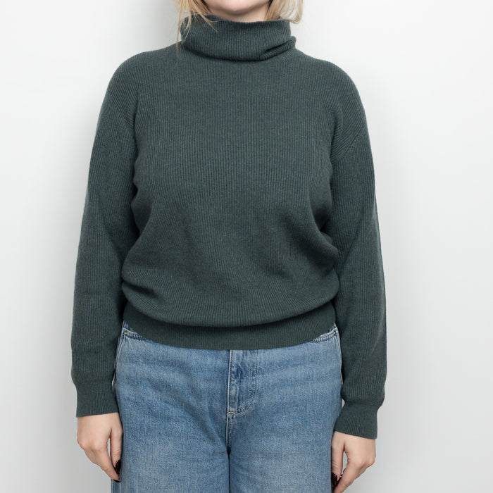 Brunello Cucinelli Muted Green Cashmere Turtleneck Sweater Size M