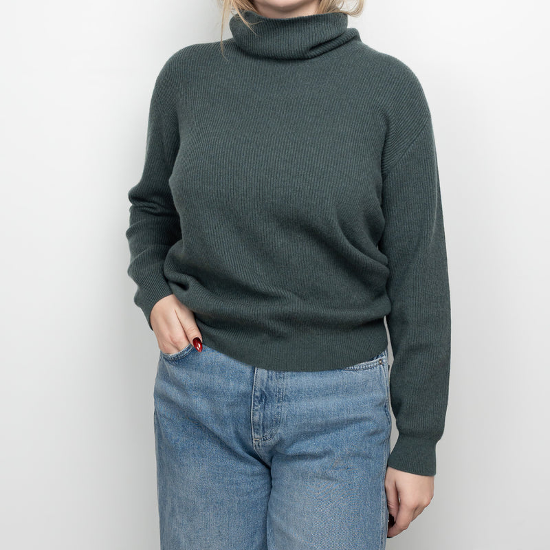 Brunello Cucinelli Muted Green Cashmere Turtleneck Sweater Size M