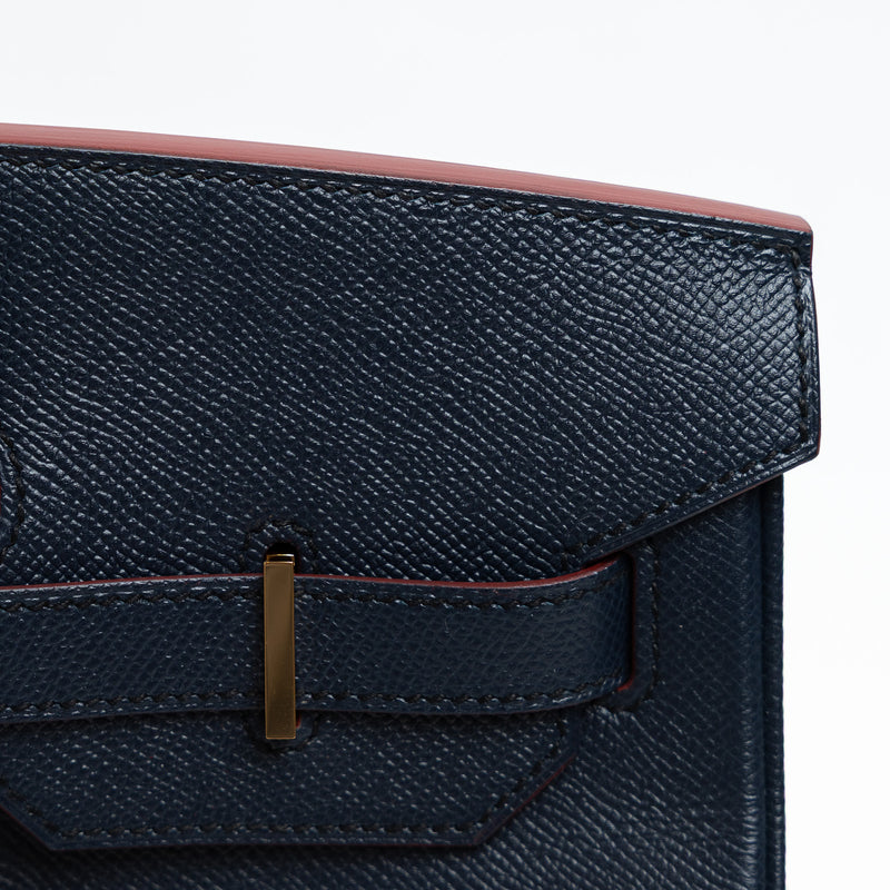 Hermes Blue Indigo and Rouge Togo Leather Contour Birkin 35