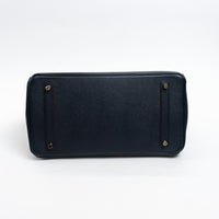 Hermes Blue Indigo and Rouge Togo Leather Contour Birkin 35