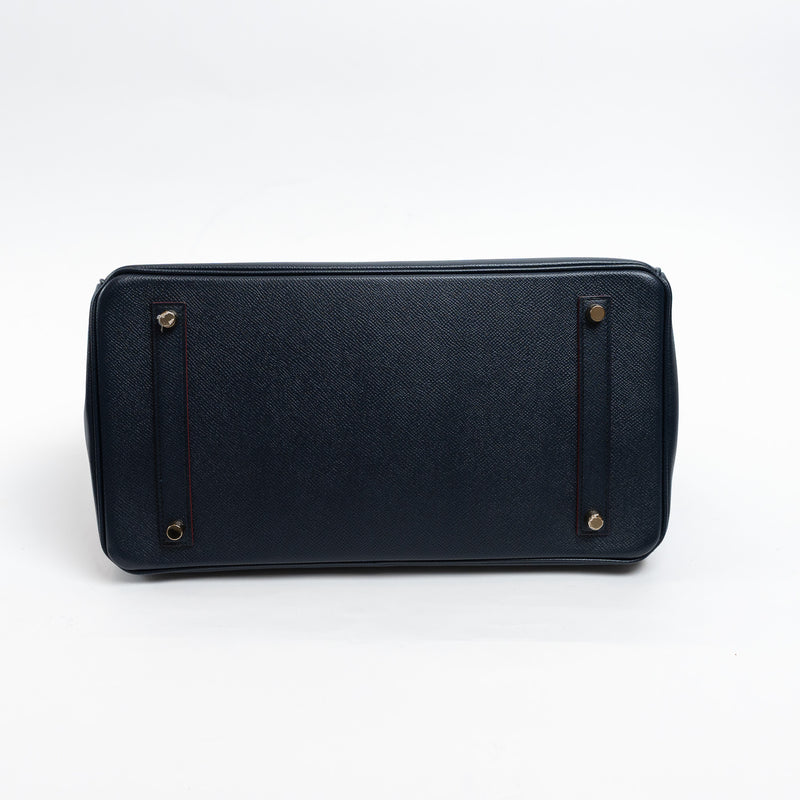 Hermes Blue Indigo and Rouge Togo Leather Contour Birkin 35