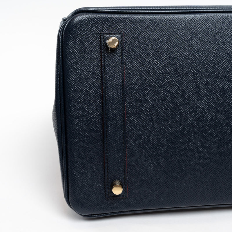 Hermes Blue Indigo and Rouge Togo Leather Contour Birkin 35