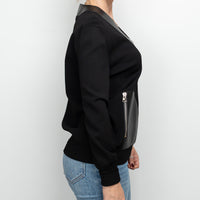 Tom Ford Black Cotton and Viscose V-Neck Sweater with Leather Size S