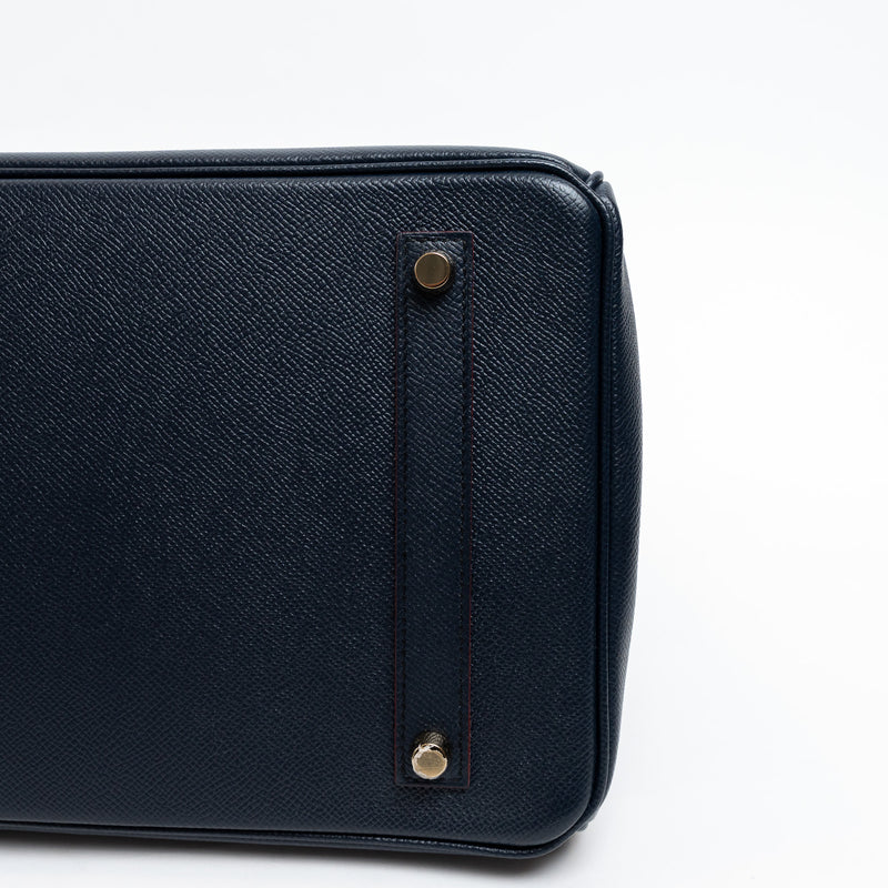Hermes Blue Indigo and Rouge Togo Leather Contour Birkin 35