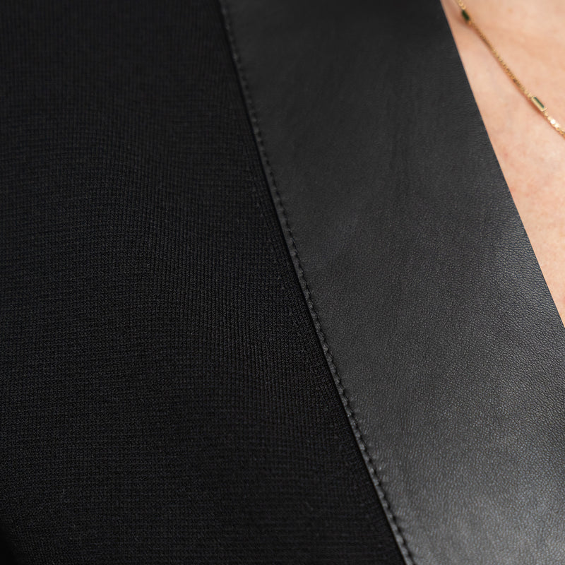 Tom Ford Black Cotton and Viscose V-Neck Sweater with Leather Size S