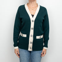 Pre-Loved Chanel™ Green Cashmere Cardigan Size 34