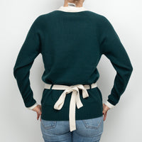 Pre-Loved Chanel™ Green Cashmere Cardigan Size 34