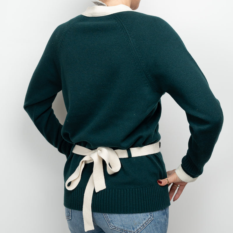 Pre-Loved Chanel™ Green Cashmere Cardigan Size 34