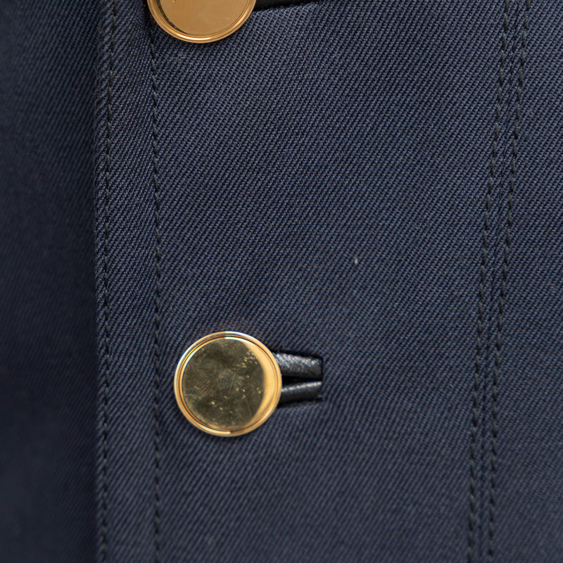 Louis Vuitton Navy Long Coat with Zippers Size 36