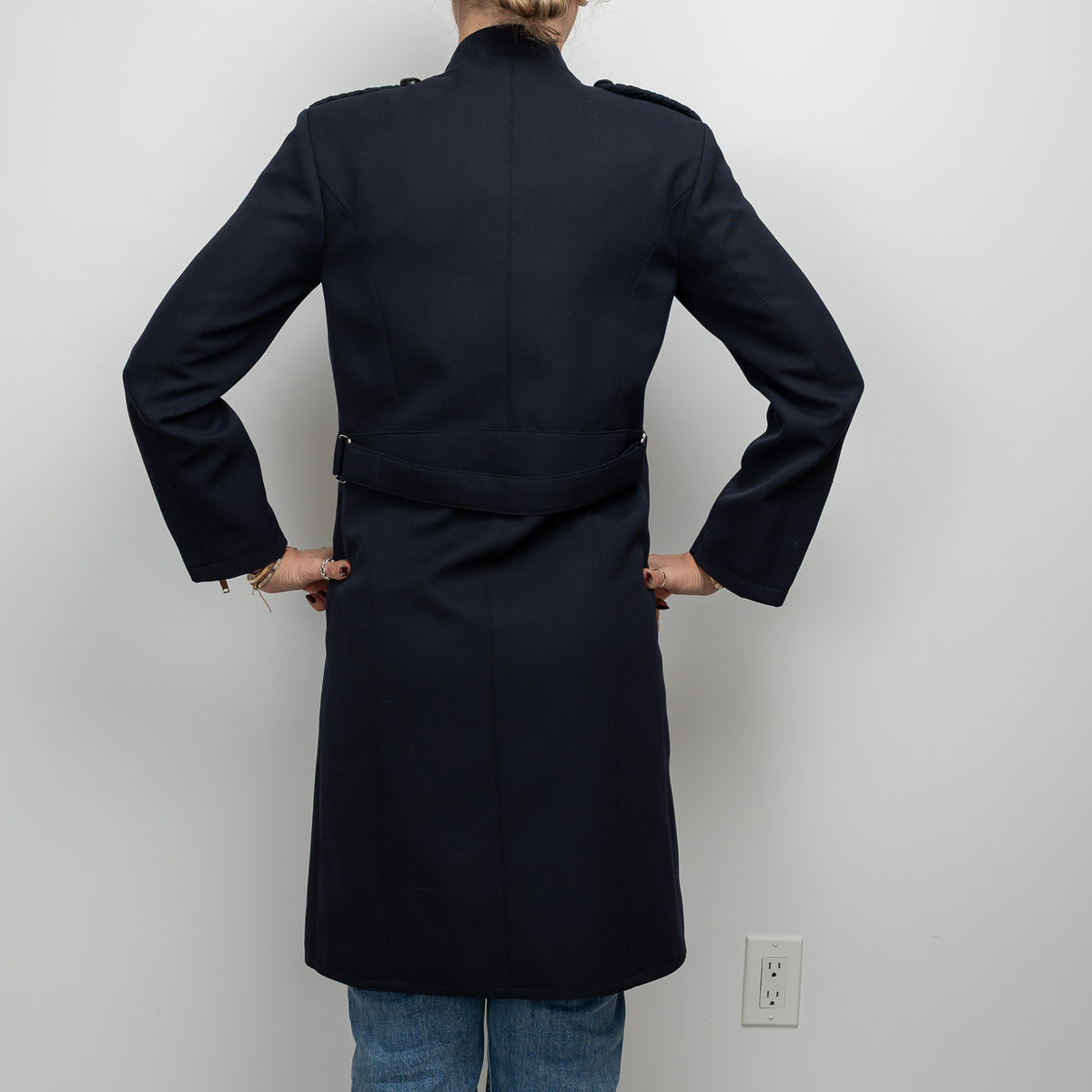 Louis Vuitton Navy Long Coat with Zippers Size 36