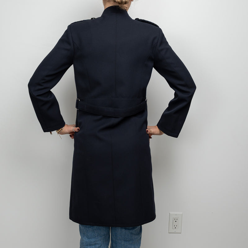 Louis Vuitton Navy Long Coat with Zippers Size 36