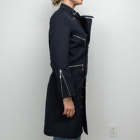 Louis Vuitton Navy Long Coat with Zippers Size 36