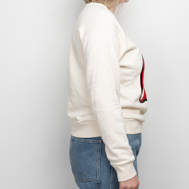 Gucci Cream Cotton Sequin GG Apple Sweater Size XS