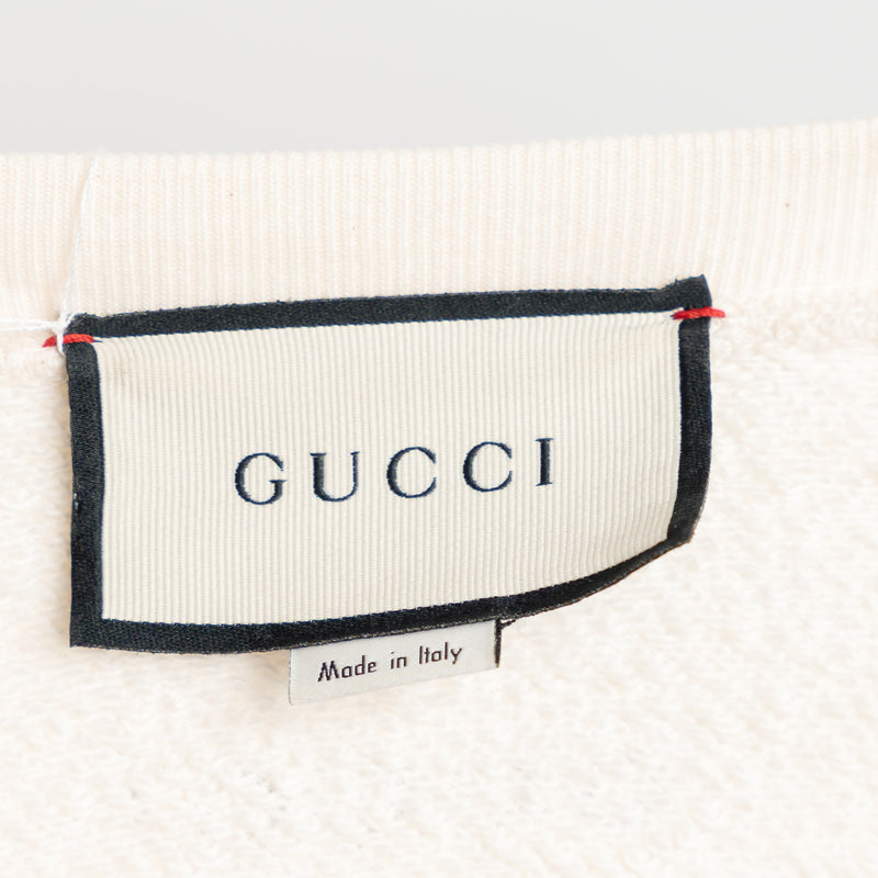 Gucci Cream Cotton Sequin GG Apple Sweater Size XS