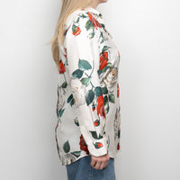 Dolce & Gabbana White Silk Floral Print Button Up Size 44