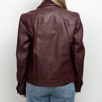Burberry Burgundy Grained Leather Unisex Jacket Size 50