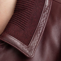 Burberry Burgundy Grained Leather Unisex Jacket Size 50