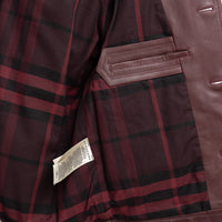 Burberry Burgundy Grained Leather Unisex Jacket Size 50