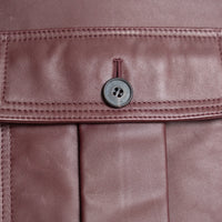 Burberry Burgundy Grained Leather Unisex Jacket Size 50