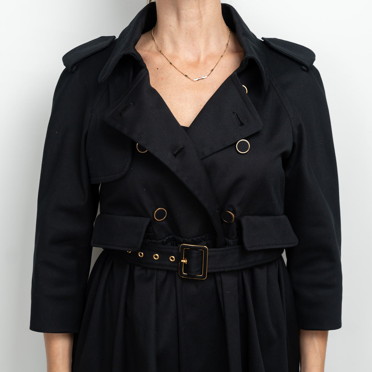 Miu Miu Black Belted Trench Coat Size 40