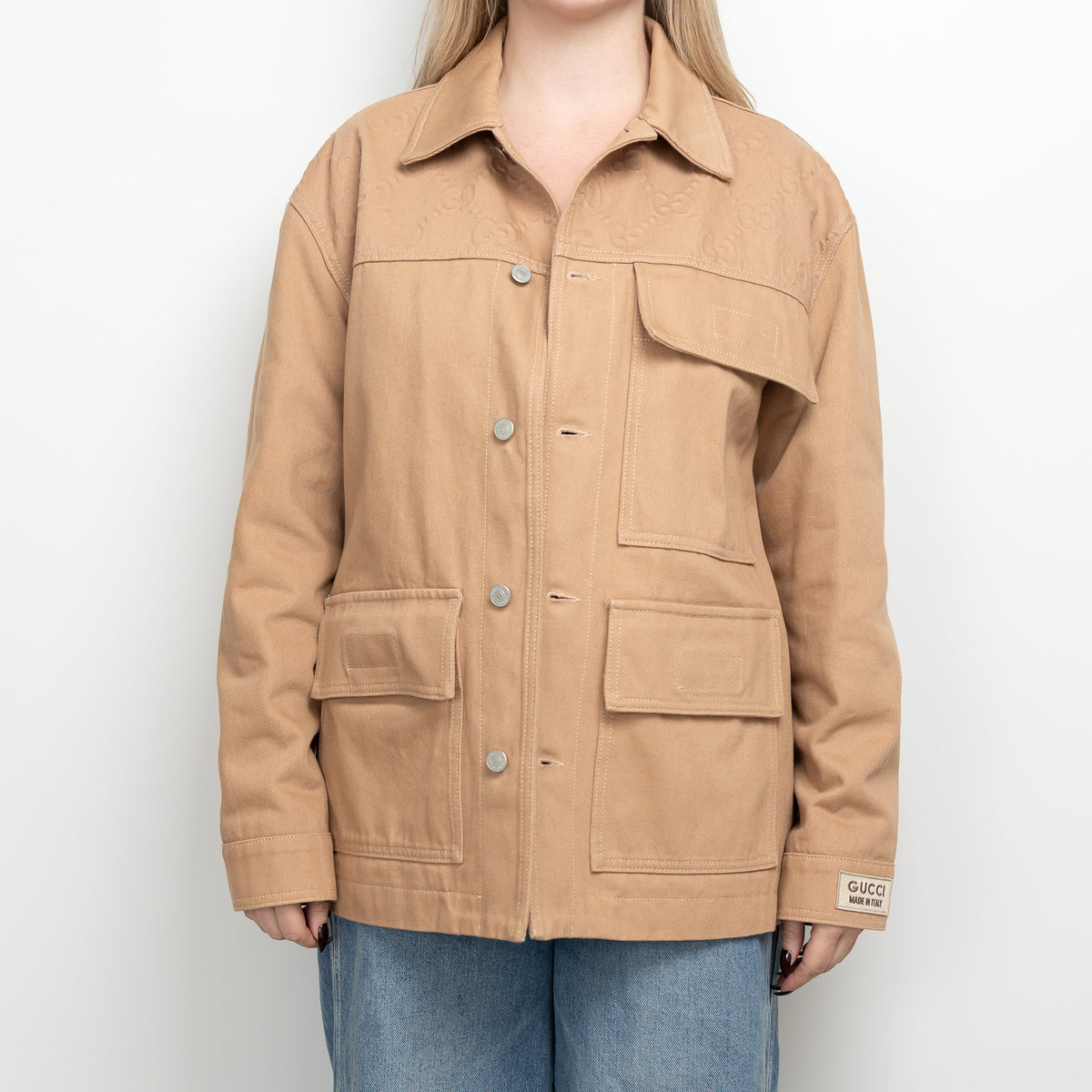 Gucci Beige Denim Two Piece Denim Jacket and Pants Size 48