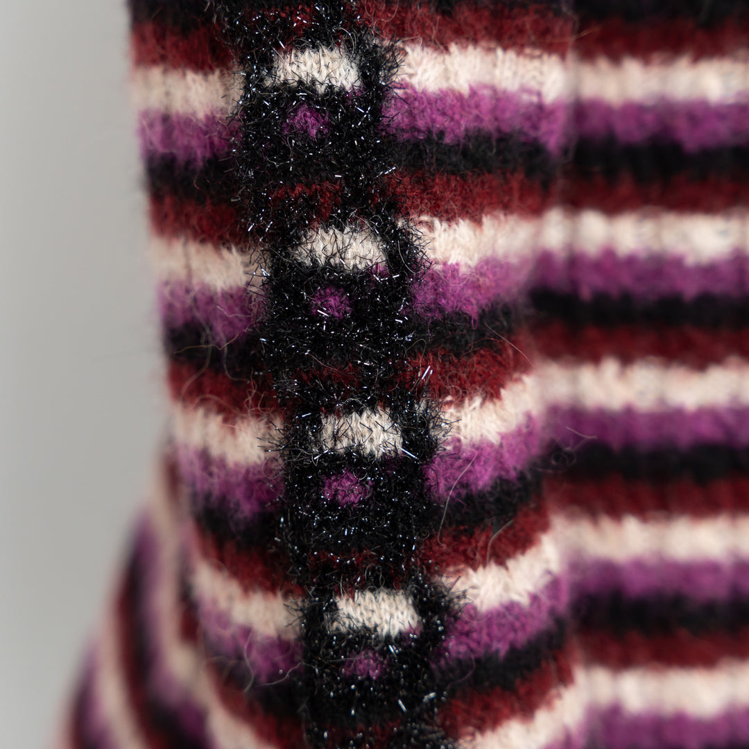 Pre-Loved Chanel™ Black Multicolor Alpaca Blend Striped Cardigan Size 40