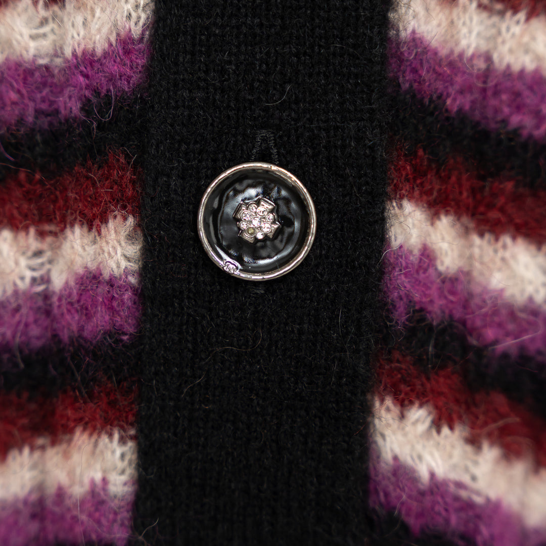 Pre-Loved Chanel™ Black Multicolor Alpaca Blend Striped Cardigan Size 40