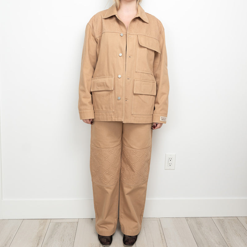 Gucci Beige Denim Two Piece Denim Jacket and Pants Size 48