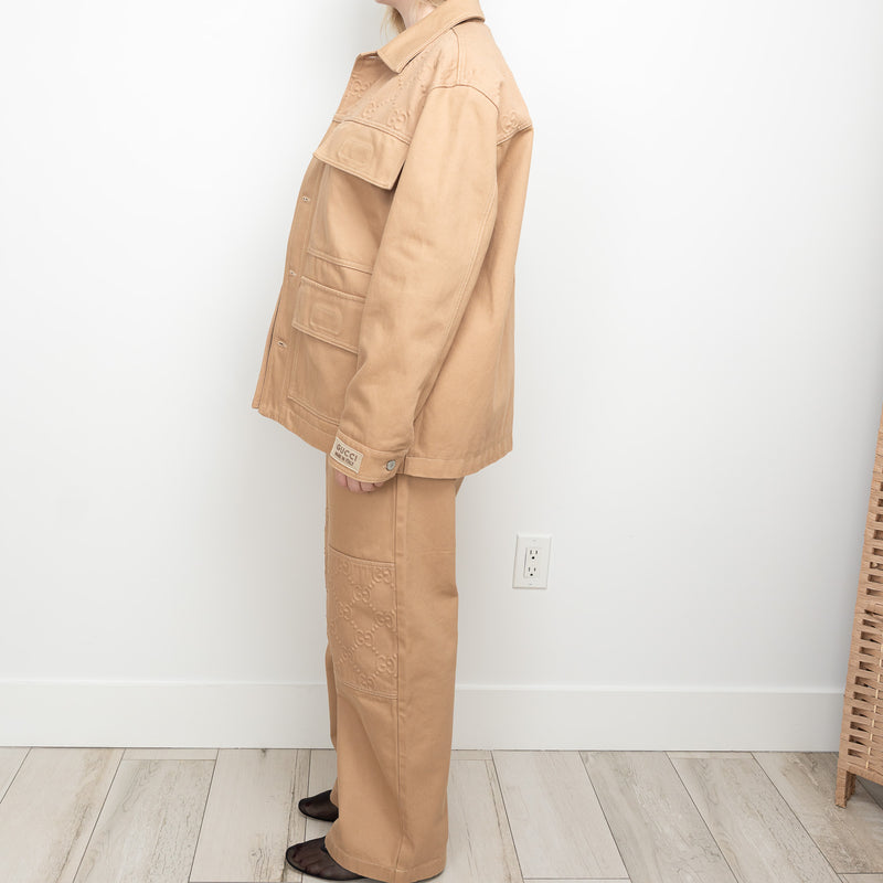 Gucci Beige Denim Two Piece Denim Jacket and Pants Size 48