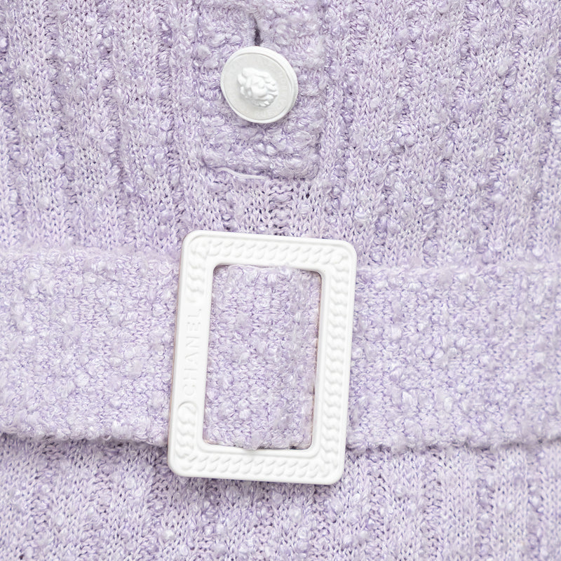 Pre-Loved Chanel™ Lavender Knit Belted Dress Size 38