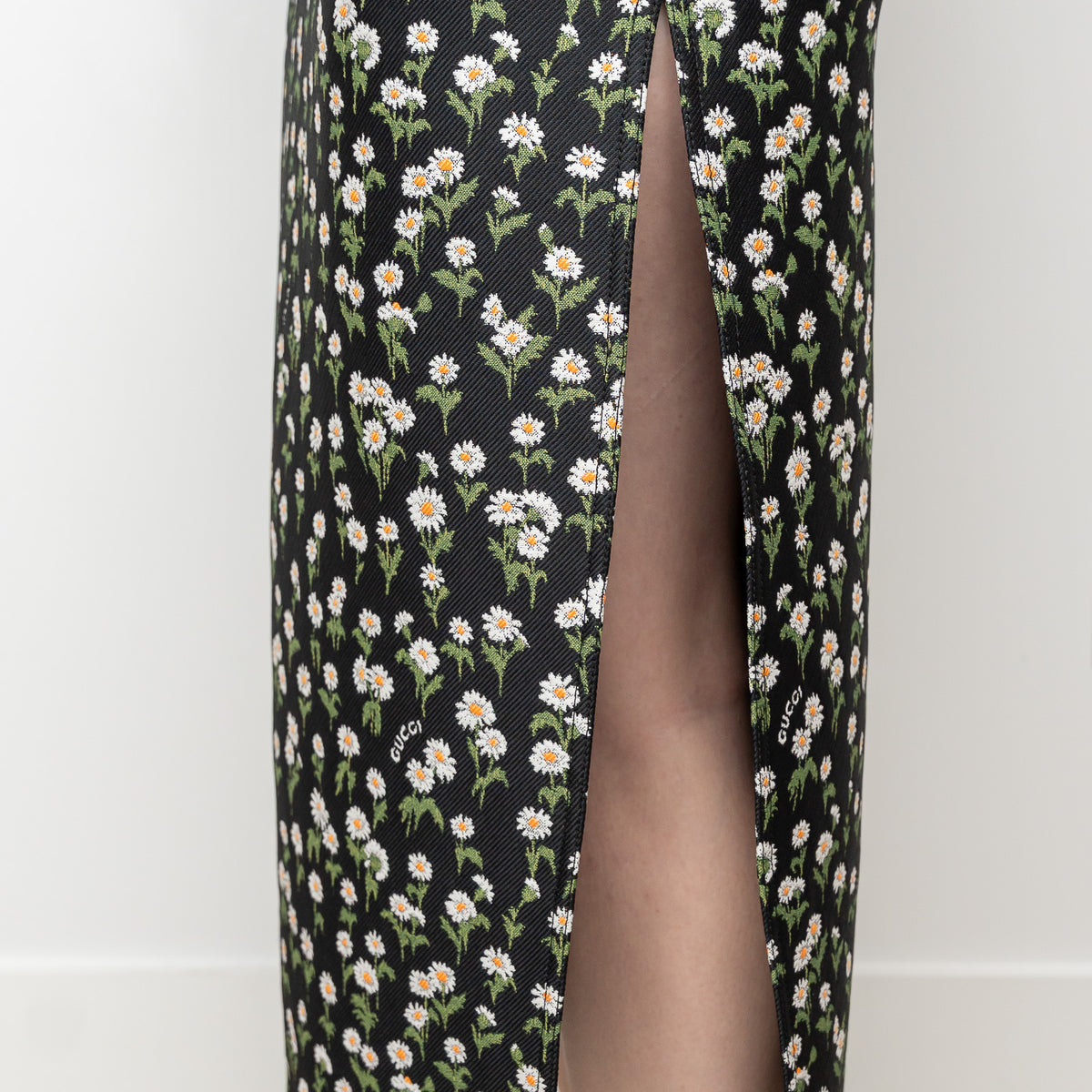 Gucci Black Floral Long Skirt Size 42