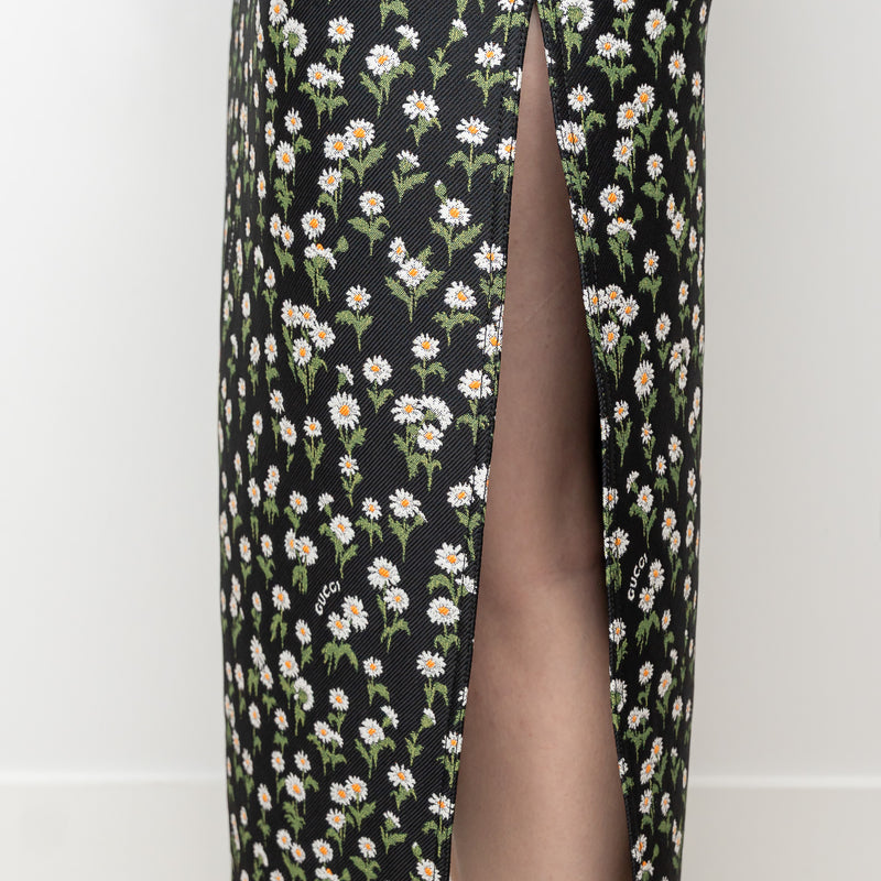 Gucci Black Floral Long Skirt Size 42