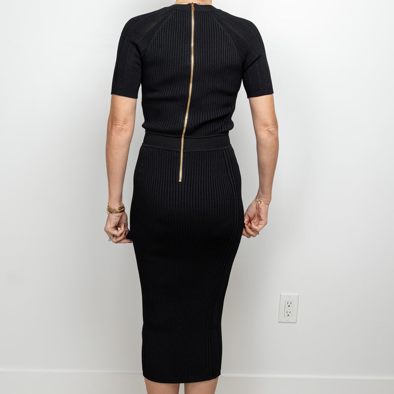 Balmain Black Knit Dress Size 38