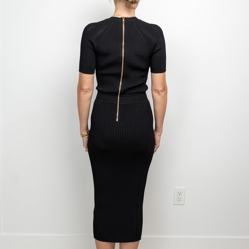 Balmain Black Knit Dress Size 38