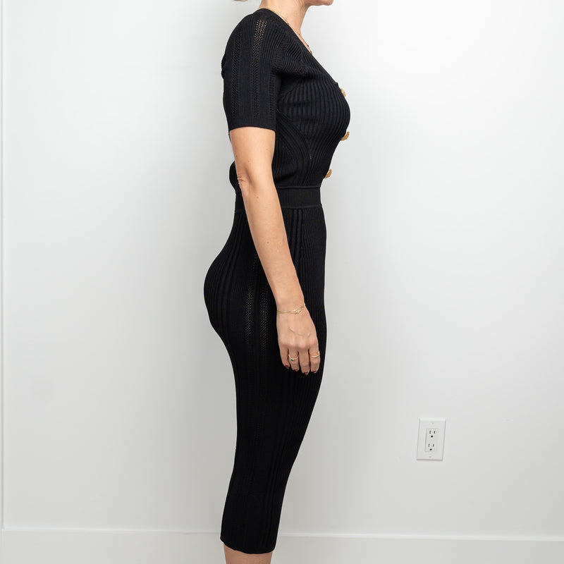 Balmain Black Knit Dress Size 38