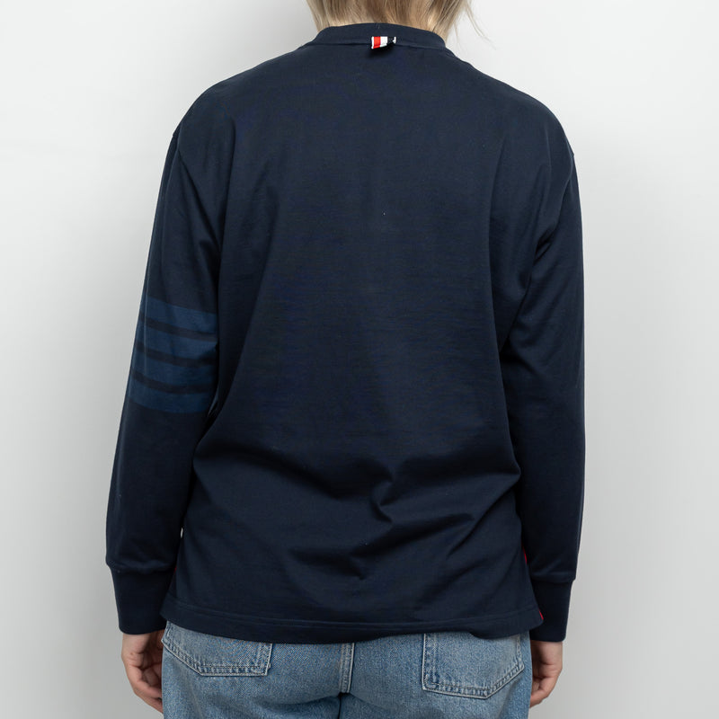 Thom Browne Navy Cotton Tonal 4 Bar Unisex Sweater Size 40